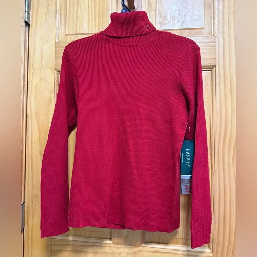 NWT Vintage size L Lauren Ralph Lauren holiday red turtleneck sweater